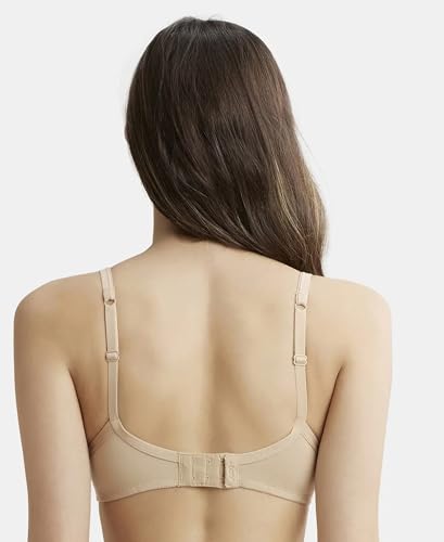 Jockey FE23 Women's Wirefree Padded Super Combed Cotton Elastane Stretch Medium Coverage Multiway Styling T-Shirt Bra with Detachable Straps