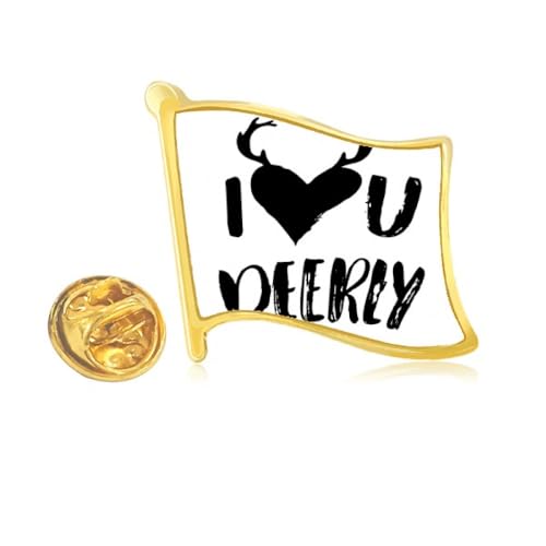 Pin's en métal doré I Love You Deerly broche vintage