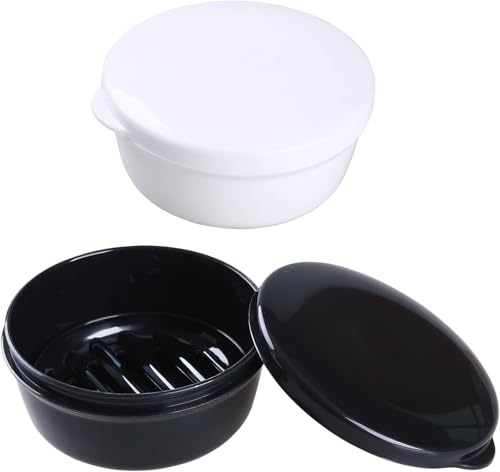 2 Pack Travel Soap Container, Round Portable Soap Dishes for Shampoo Bars