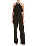 bebe Womens Ruffle Halter Neck Jumpsuit Black 8