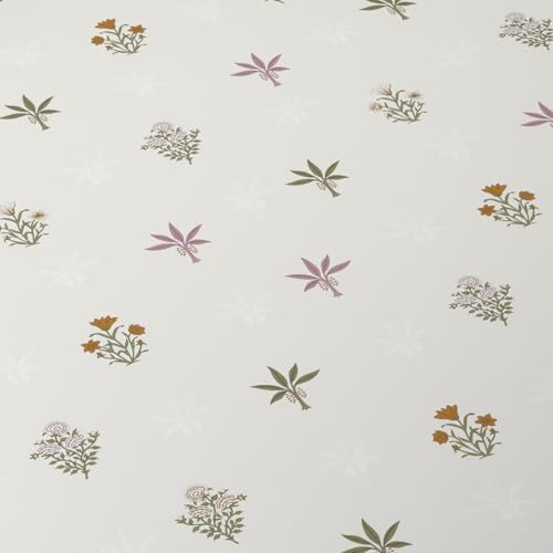 Image of Huesland 210 TC Premium Pure Cotton Bedsheet Queen Size Bed Cotton with 2 Pillow Covers | Palm Meadow | Cream, Pink, Green & Ocre