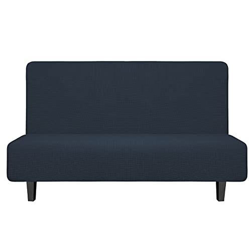 Image of Easy-Going Stretch Medium Futon Slipcover Armless Futon Cover Dark Blue
