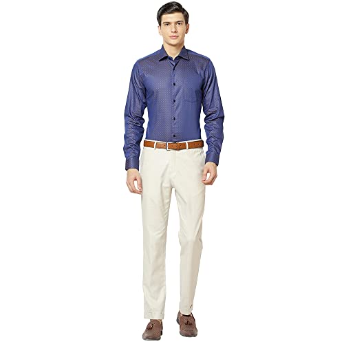 Image of Blackberrys Men's Cotton Blend Self-Design Casual Trousers