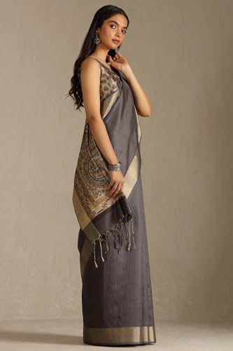 Image of Soch Womens Tussar Solid Saree