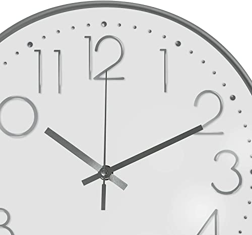 Image of TEKCOOL Digital Wall Clock 12 inch Silent Quartz Decorative Non-Ticking Classic Clock Battery Operated Round Easy to Read for Room /Home /Kitchen /Bedroom /Office /School- (White Silver);