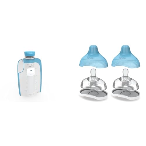 Image of Kiinde Twist Pouch Direct-Pump Direct-Feed Twist Cap Breast Milk Storage Bags for Pumping, Freezing & Twist Active Latch Nipples for Breast Milk, Discourages Lazy Latching, Seamless Transition