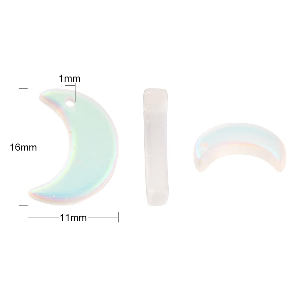 Airssory 100Pcs Transparent Crystal Glass Pendants Charms Frosted Moon for Women Girls Jewellery Necklace Earring Bracelet Making Supplies - Image 3