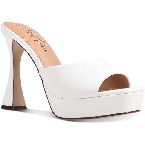 Wild Pair Womens Rajaa Faux Leather Peep-Toe Heels White 10 Medium (B,M)2