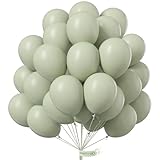 PartyWoo Sage Green Balloons 50pcs 12 Inch Boho Dusty Olive Green Latex Balloons for Birthday Baby Shower Graduation Engagement Wedding Dinosaur Jungle Golf Football Theme Party Decorations Green-F32