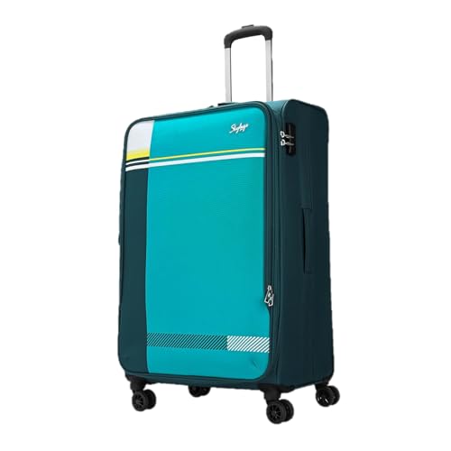 Image of Skybags Autumn Polyester 8 Wheels Trolley Bag with Anti-Theft Zipper & 3-Digit Lock | 5 Year Warranty (Teal, Small (55 cm))