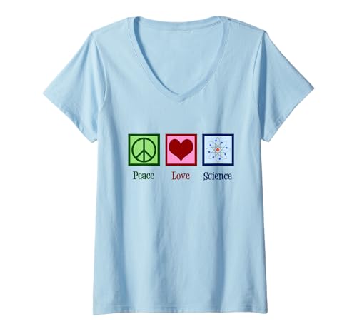 Photo de Femme Peace Love Science, jolie scientifique modèle atomique T-Shirt avec Col en V