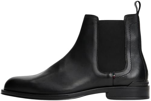 Tommy Hilfiger Bottines Chelsea Homme Corporate Cuir, Noir (Black), 41