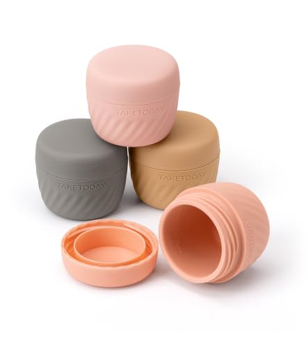 Image of TakeToday Travel Containers for Toiletries, 1oz, 4 Pack, Apricot | Air Travel Leak-Proof, TSA Approved, Silicone Jars with Lid, for Cosmetics & Toiletries
