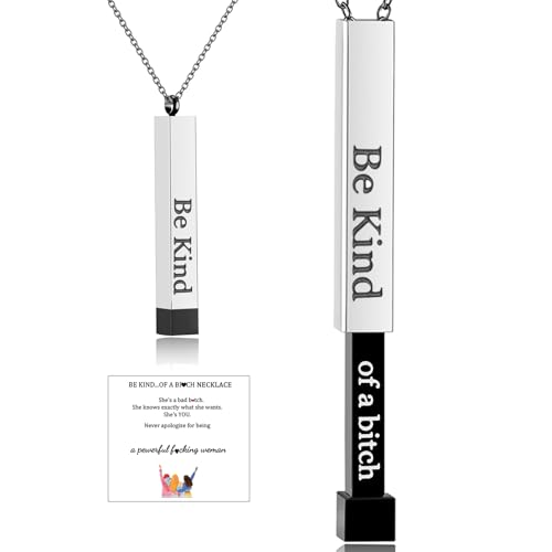 HSWYFCJY Be Kind Of A Bitch Necklaces For Women Black Inspirational Pendanth With Hidden Message Be Kind Of A B Bitchnecklace Friendship Funny Hilarious Sarcastic Jewelry Graduation Gifts