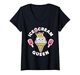 Photo Gallery donna ice cream queen divertente compleanno gelato estivo maglietta con collo a v Photo Gallery donna ice cream queen divertente compleanno gelato estivo maglietta con collo a v