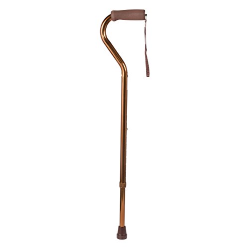 DMI Deluxe Lightweight Adjustable Walking Cane with Soft Foam Offset Hand Grip, Slip Resistance, for Men and Women, Bronze