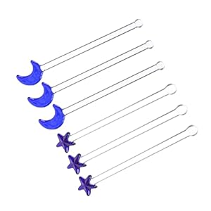 cabilock 6 stuks glazen roerstaaf cocktail draaibare roerstokjes decoratieve roerstokjes maan en ster vormige draaistokken drinken koffie drank roerstokken koffie roerstokken