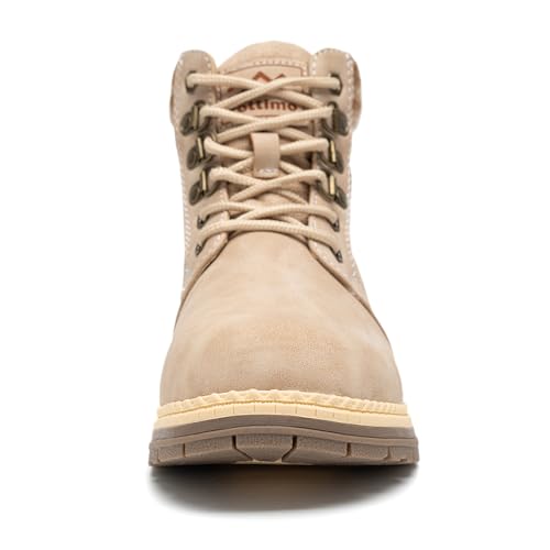 Image of COTTIMO Snow Hiking Winter Boots for Women - Casual Brown Combat Work Boot - Non-slip Fur-Lined Ankle Boots - Fashion Boots Waterproof Leather Shoes