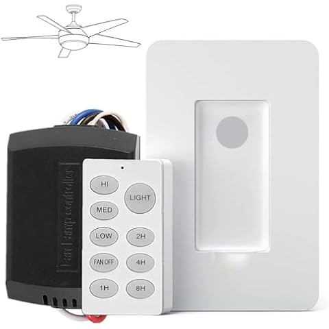 Nexete Universal Ceiling Fan Remote Control Kit,Wireless Wall Mounted Remote Control Switch & Receiver Replacement for Hunter Westinghouse Honeywell Hampton Bay (1-Pack Receiver & Scene Remote) Cover