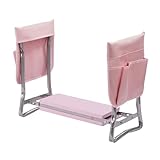 Relaxdays Kniebank Gartenarbeit, klappbar, gepolstert, mit Taschen, 2-in-1 Kniehilfe & Gartensitz, bis 150 kg, pink