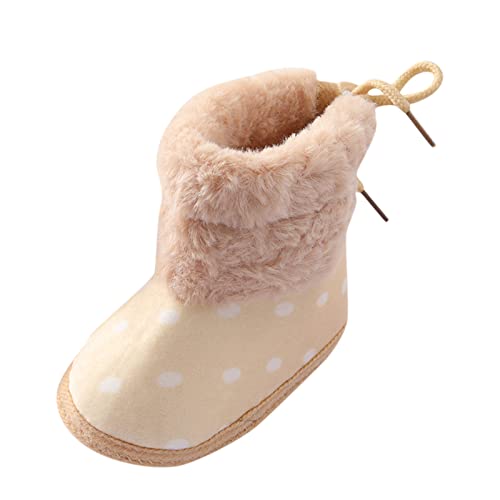 Baby Girls Snow Boots Fleece Warm Winter Faux 𝐅𝐮𝐫 Booties Anti Slip Rubber Hard Sole Infant Newborn Crib Shoes
