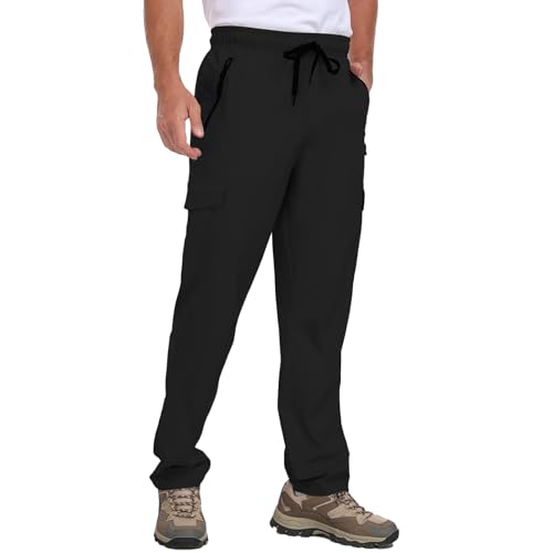 Men's Hiking Pants UPF 50+ Cargo Quick Dry Water Resistant Elastic Waist Zip Pockets Travel Work Lightweight Running2