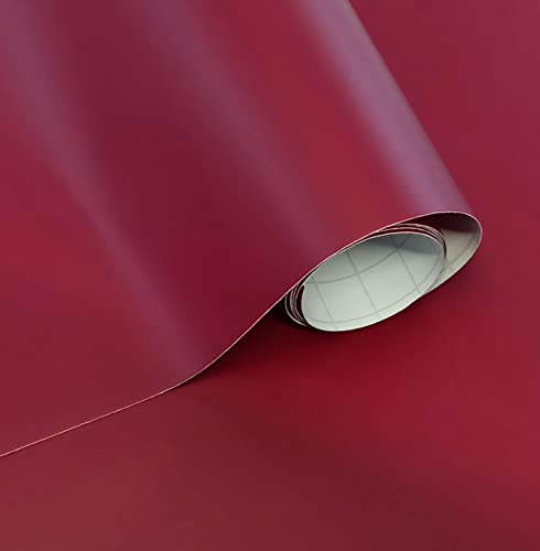 Papier Adhesif pour Meuble Rouge Grenat Mat Film Adhesif pour Mur Cuisine Fenêtre Toilette Cristal...