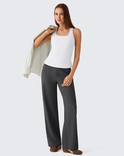 Image of G4Free Ribbed Removable Built in Bra Workout Tank Tops Woman Racerback Square Neck Yoga Top Lightweight Athletic Tanks