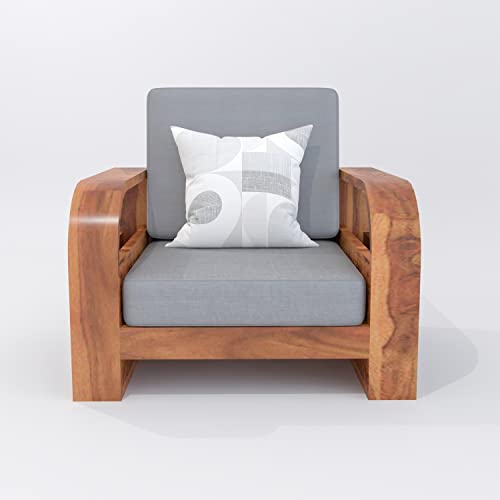 Image of Wooden 6 Seater Sofa Set for Living Room | Six Seater Sofa for Office & Lounge | 3+2+1 Seater Sofa Sets for Home | Sheesham Wood (3+2+1 Seater,Honey Finish)