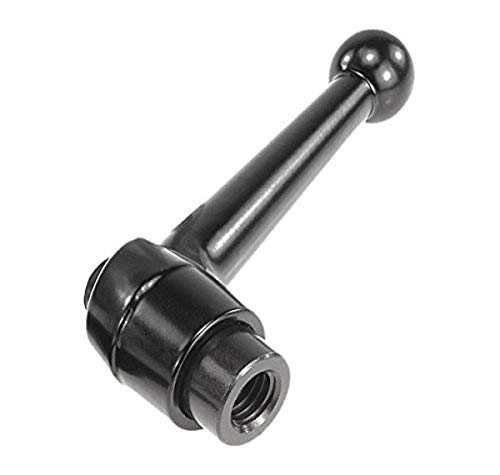 Kipp 06410-5121 Zinc/Steel Adjustable Handle with M12 Internal Thread, Classic Ball Style, Metric, Black Satin Plastic Coated Finish, Steel Components, Size 5