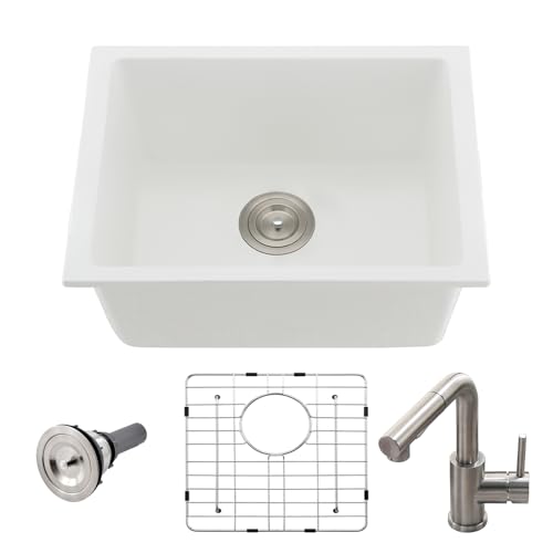 Bokaiya 22" White Undermount Bar Sink with Faucet