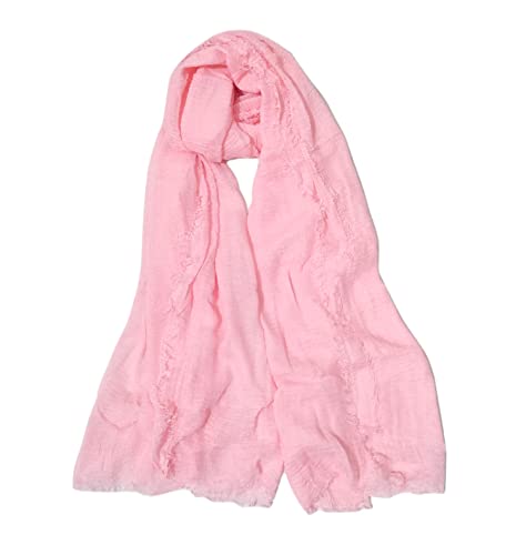 Image of Iba & Isba Women's Plain Crinkled Scarves, Stoles, Hijab (76 x 36 inch)