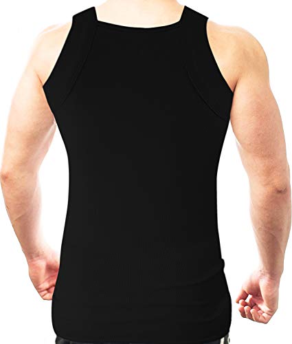 Different Touch Men Cotton Tank Top Square Cut Muscle Rib A-Shirt2