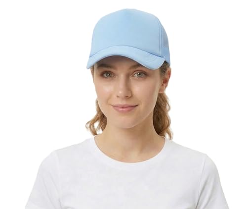 Image of NYFASHION101 Plain Mesh Trucker Hat - Breathable 6-Panel Daily Snapback Cap, Customizable Ideal for DIY Embroidery & Patches