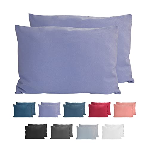 Komfortec 100% Cotton Cushion Covers, Set of 2, 40 x 60 cm, Super Soft Premium Jersey Pillowcase, 150 g/m², Pillow Slip, Purple