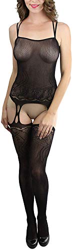 Image of ToBeInStyle Women's Bodystocking Bustier Garter Lingerie Suspender Thigh High Stockings