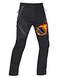 TACVASEN Waterproof Work Trousers for Men Thermal Trousers Outdoor Winter Sports Cold Pants for Hiking Hunting Black,32