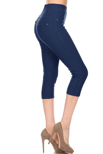 Image of Leggings Depot Women's Cotton Blend Stretch Pull-on Jeggings Casual Pants with Pockets (Available in Plus Size)