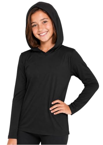 Image of Shirts for Girls Long Sleeve Crew Neck Top, Hoodie or 3 /4 Sleeve Soft Stretch Kids Lightweight Size 2-16
