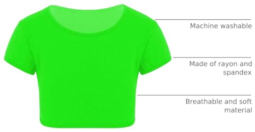Image of Loxdonz Girls Basic Dance Crop Top Kids Plain Short Sleeve Crop T-Shirt Tees Top