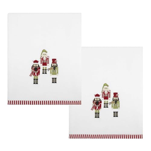 Avanti Linens - Bath Towels, Soft & Absorbent Cotton Velour, Holiday Bathroom Essentials, Set of 2 (Peppermint Nutcracker)