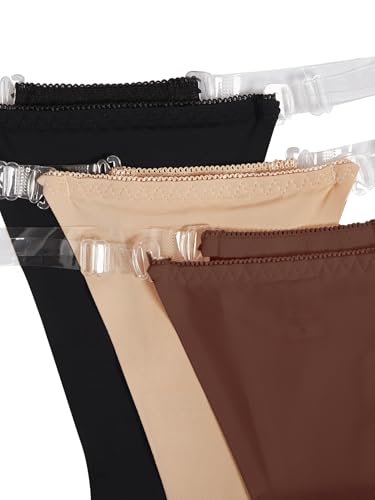 Image of GORGLITTER Women's G String Thongs Sexy 3 Pack No Show Invisible Clear Strap Underwear Low Rise Panties