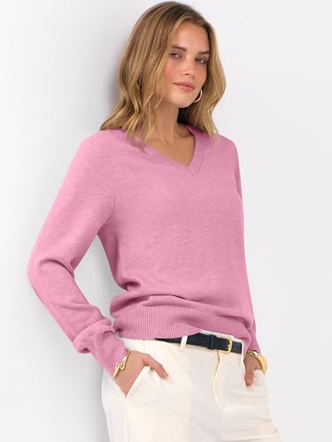 Image of ANRABESS Women's Long Sleeve V Neck Basic Sweaters | Classic Pullover Tops,Soft Loose,Business Casual Work,Travel Vacation,All Day Wear,Fall Spring Outfits,Winter Layer Clothing