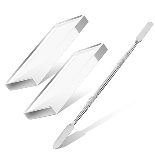 HONMEET 3 Pcs Nail Nail Art Palette Mixing Toning with Stainless Steel Cuticle Pusher