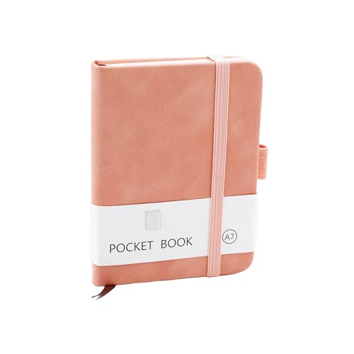 CiciIng Cuaderno pequeño A7, cuaderno de bolsillo con cierre de goma, mini cuadernos con soporte para bolígrafos, bolsillos, bloc de notas para escuela, trabajo de oficina (rosa)