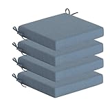 Garden lucky Sunbrella Outdoor Patio Chair Cushions Set of 4, Water-Resistant Stain-Resistant Weather Resistant Patio Seat Cushions Pad with Adjustable Straps,20'x20'x3.1',Sunbrella Spectrum Denim