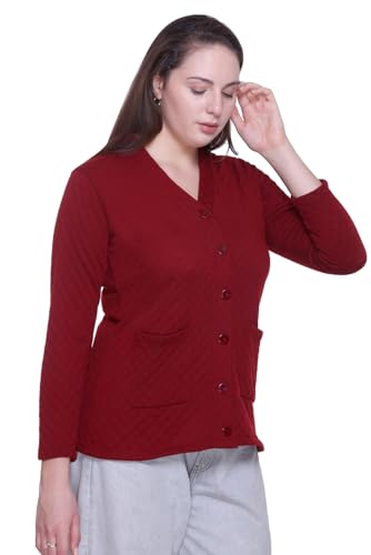 Image of Women Sweater for Winters Woolen Acrylic Full Sleeve V-Neck Cable Design Cardigan Sweater for Women Winter Woollen Stylish