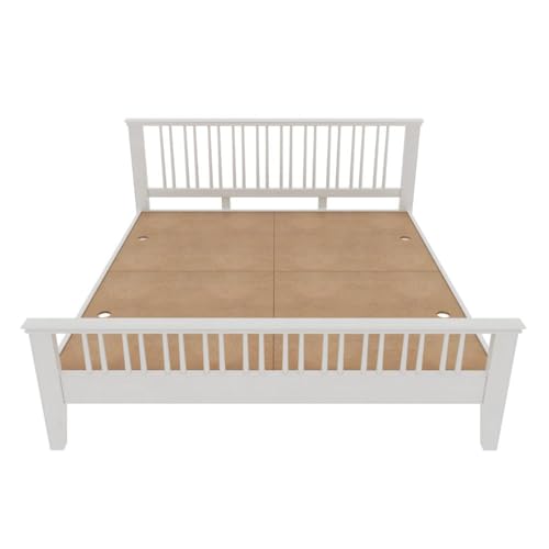 Image of Wakefit Bed | King (78 X 72) Solid Wood Bed Without Storage, 3 Year Warranty | - Kairavi - White Matt