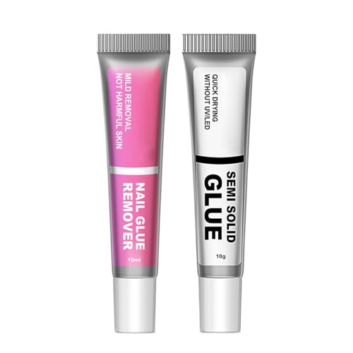 Raypontia Pegamento y Quitaesmalte para Uñas Postizas, Gel Sólido para Uñas, Quita Gel Sin Lámpara UV Para Manicura En Casa O Viaje