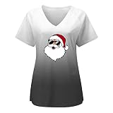 Sizoer Weihnachten Kasacks Damen Pflege Reinigungs Hauswirtschaftsoberteile Schlupfjacke V-Ausschnitt Berufskleidung Bluse Schlupfkasack Damen Medizinische Uniformen Kasack Kurzarm T-Shirts Tops
